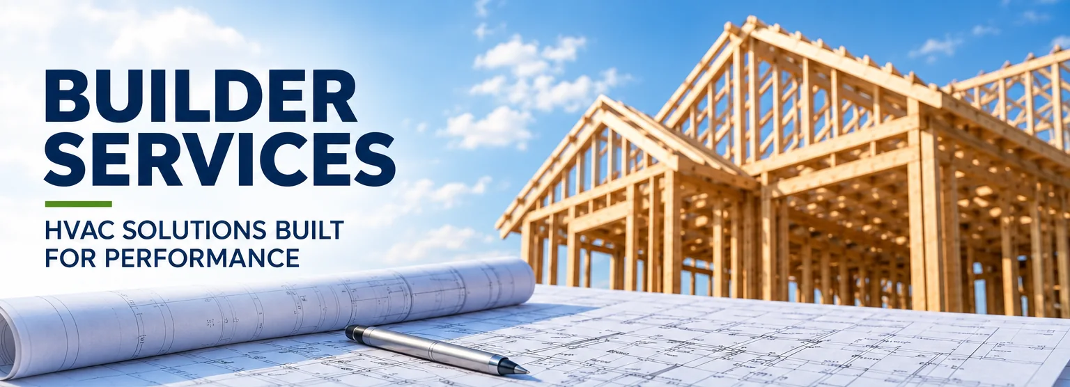 Hensley Heating & Air Builder Services featuring residential home construction framing, HVAC blueprints, design services and long experience serving Mid-South homebuilders.