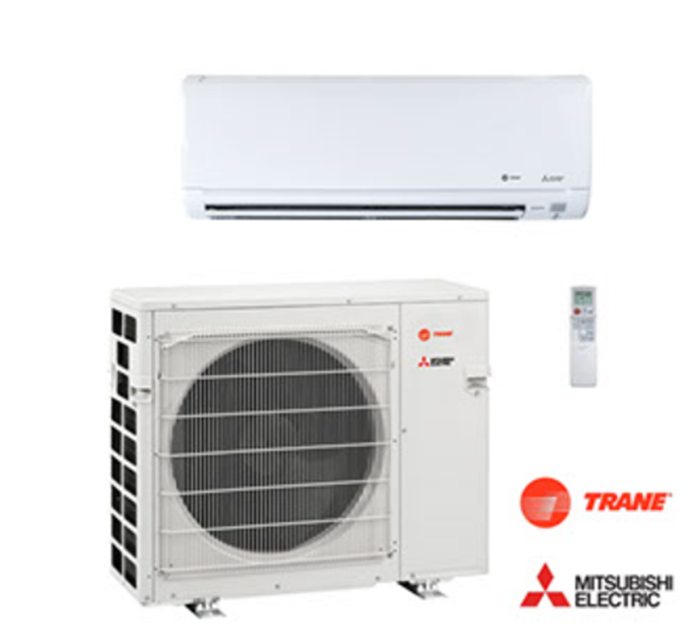 Wall-mounted ductless mini-split indoor and outdoor units