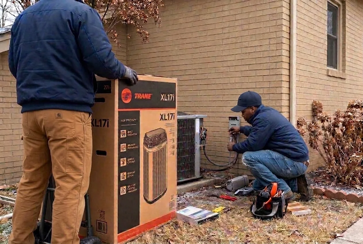 Heat pump system installed by Hensley Heating and Air